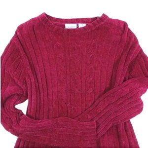 Vintage 90s Chenille Pullover Sweater Red M